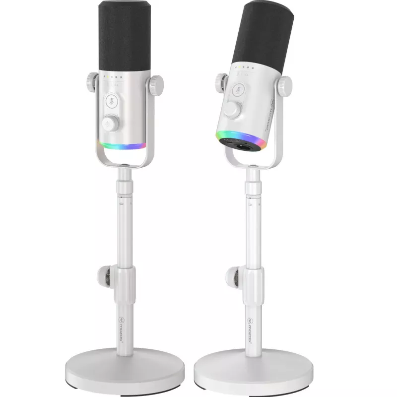 MOZOS GM-ONE valkoinen dynaaminen mikrofoni USB XLR RGB LED