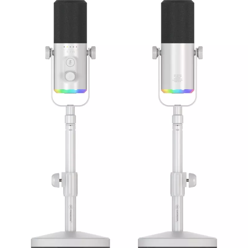 MOZOS GM-ONE valkoinen dynaaminen mikrofoni USB XLR RGB LED