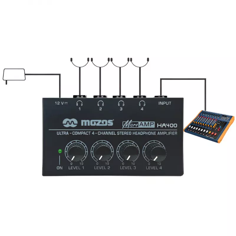 MOZOS HA400 4-kanavainen stereo kuulokevahvistin