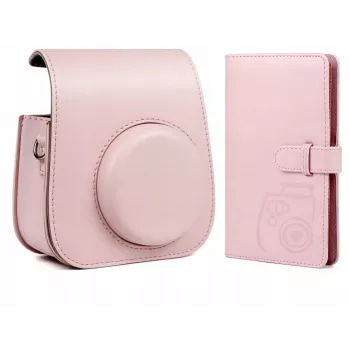 LOVEINSTANT 2-in-1 setti: suojakotelo ja valokuva-albumi Fuji Instax Mini 11 - pinkki