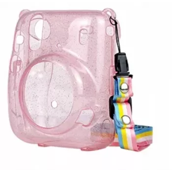 LOVEINSTANT suojakotelo Fujifilm Instax Mini 11 - läpinäkyvä pinkki glitterillä