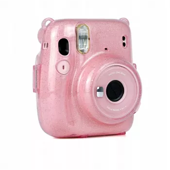LOVEINSTANT suojakotelo Fujifilm Instax Mini 11 - läpinäkyvä pinkki glitterillä