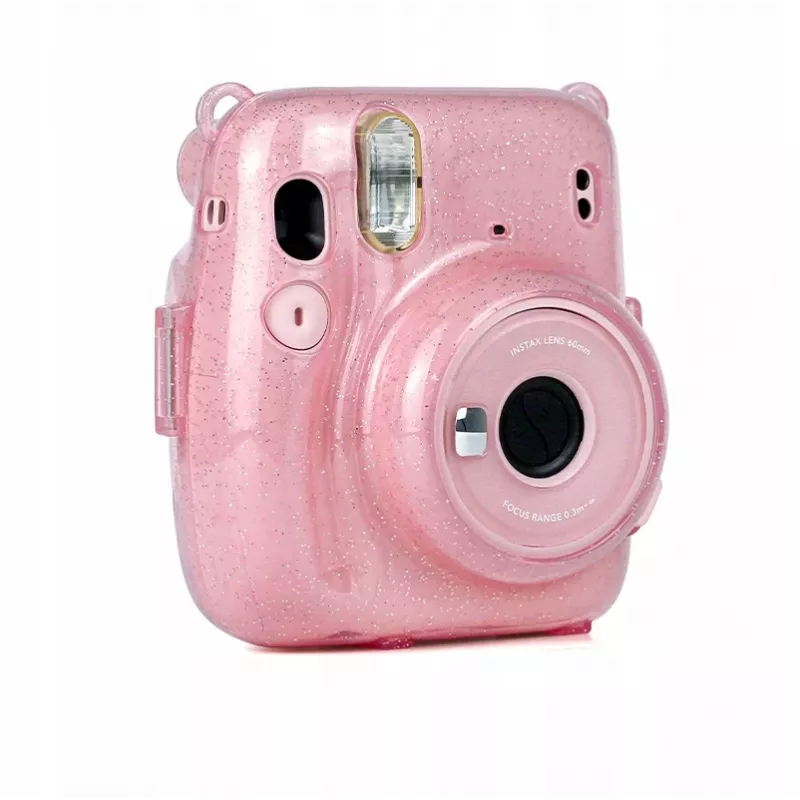 LOVEINSTANT suojakotelo Fujifilm Instax Mini 11 - läpinäkyvä pinkki glitterillä