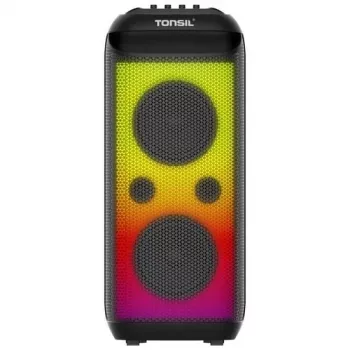 TONSIL Party Dance 1600 kannettava Bluetooth-juhlakaiutin LED-valoilla, karaokella, 1600W PMPO, 80W RMS, 10 tuuman woofer, TWS, FM-radio, mikrofoni ja kaukosäädin