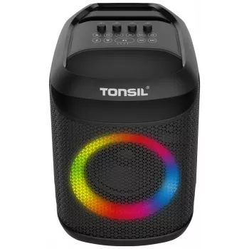 Tonsil Party Dance 800 kannettava Bluetooth-juhlakaiutin karaokella, disco-LED, 80 W RMS, 2x8 tuuman bassokaiuttimella, musta