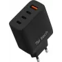 Teltech GaN USB / 3x USB-C 100W QC PD -laturi musta TCH-08