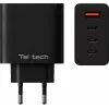 Teltech GaN USB / 3x USB-C 100W QC PD -laturi musta TCH-08