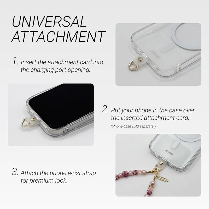 Crong Phone Crossbody -ranneke hopeaketjulla - universaali älypuhelinhihna