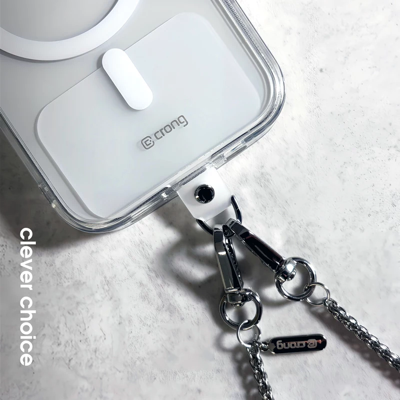 Crong Phone Crossbody -ranneke hopeaketjulla - universaali älypuhelinhihna