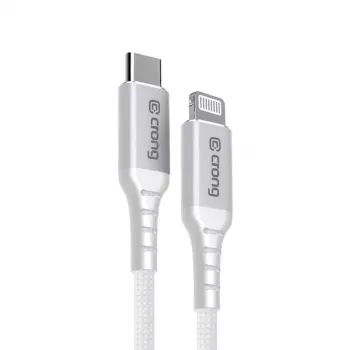 Crong Armor Link USB-C - Lightning -pikalatauskaapeli MFi 150 cm valkoinen