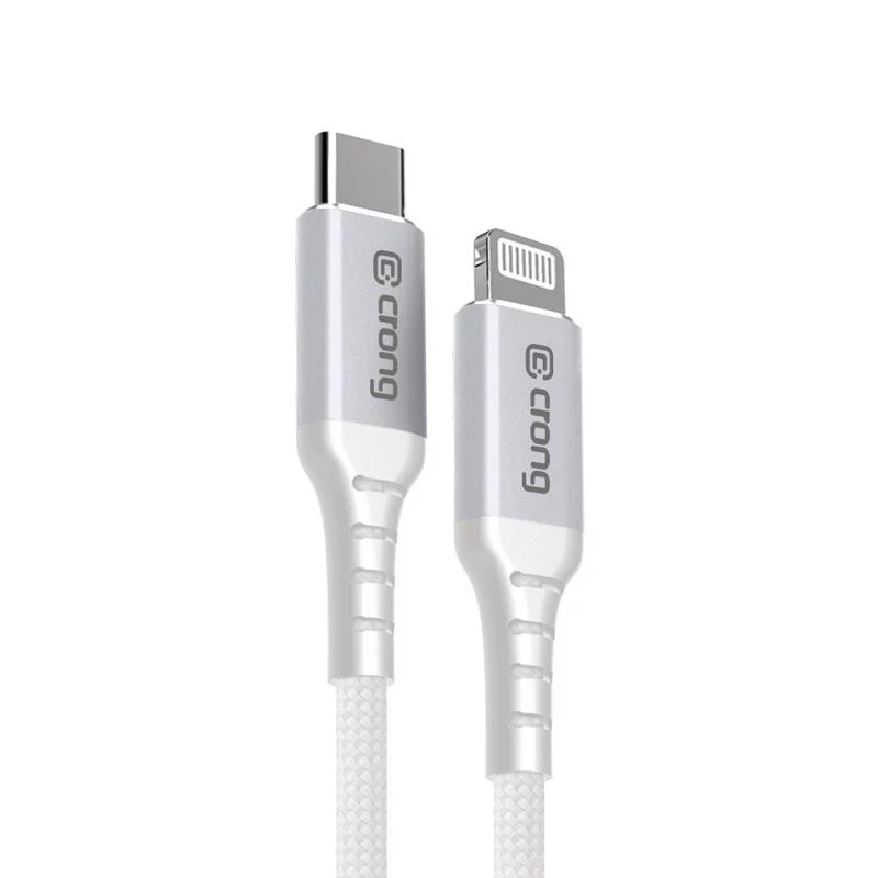 Crong Armor Link USB-C - Lightning -pikalatauskaapeli MFi 150 cm valkoinen