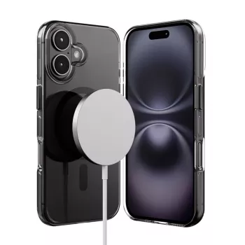Crong Clear MAG Pro -kotelo Apple iPhone 16 -puhelimelle, MagSafe, musta