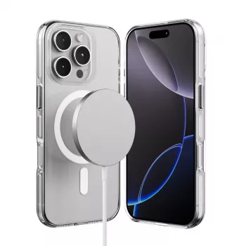 Crong Clear MAG Pro -kotelo iPhone 16 Pro Max -puhelimelle MagSafe-yhteensopiva (läpinäkyvä)