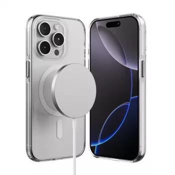 Crong Clear MAG Pro -kotelo Apple iPhone 15 Pro -puhelimelle MagSafe-yhteensopiva (läpinäkyvä)