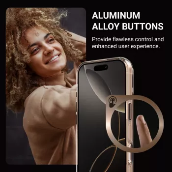 Crong Clear MAG Pro -kotelo iPhone 15 Pro -puhelimelle MagSafe-yhteensopiva (aavikon väri)