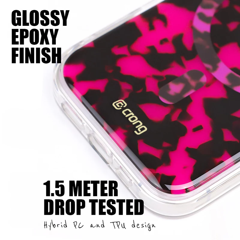 Crong Deluxe MAG Cover - kotelo iPhone 17 Pro MagSafe (Pink Tortoise)