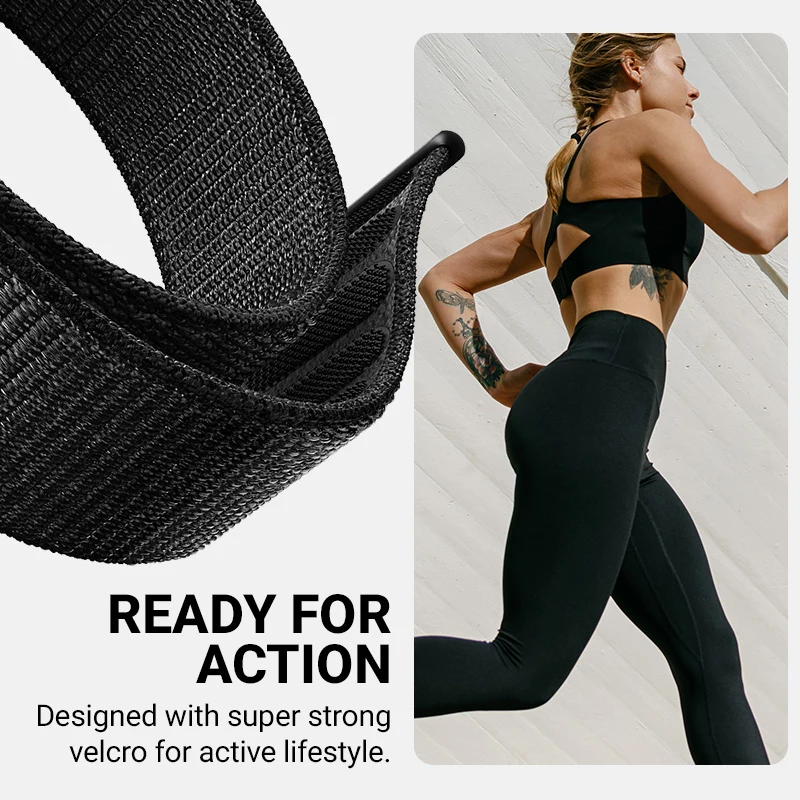Crong Nylon Sport Loop Apple Watch 38/40/41/42 mm -rannekkeeseen (Midnight Run)