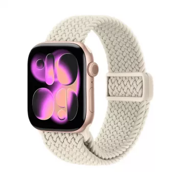 Crong Wave Band punottu nylonranneke Apple Watch 38/40/41/42 mm -kelloon (beige)
