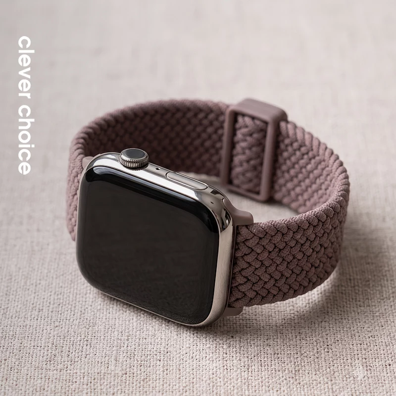 Crong Wave Band punottu nylonranneke Apple Watch 38/40/41/42 mm -kelloon, ruskea