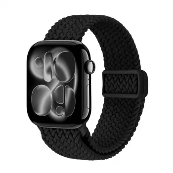 Crong Wave Band punottu ranneke Apple Watch 38/40/41/42 mm -kelloon (musta)