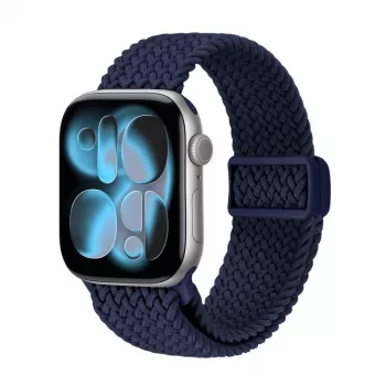 Crong Wave Band punottu kangasranneke Apple Watch 38/40/41/42 mm -kelloon (Navy Blue)