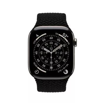 Crong Wave Band punottu nylonranneke Apple Watch 44/45/46/49 mm -kelloon (musta)