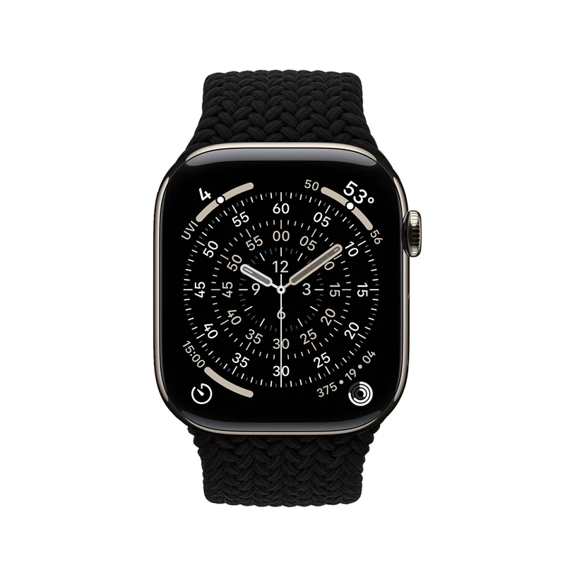 Crong Wave Band punottu nylonranneke Apple Watch 44/45/46/49 mm -kelloon (musta)