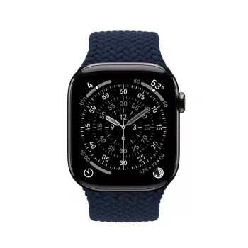 Crong Wave Band punottu nylon Solo Loop Apple Watch 44/45/46/49 mm -kelloon (Navy Blue)