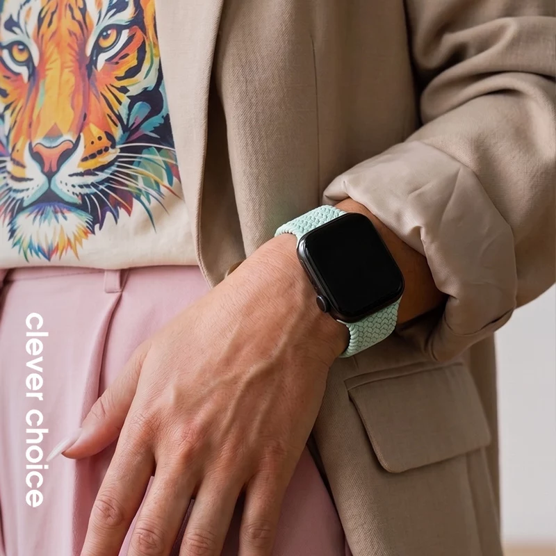 Crong Wave Band punottu Solo Loop Apple Watch 44/45/46/49 mm -kelloon (minttu)