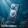 Crong Seal Cover Waterproof IP68 -kotelo iPhone 16 Pro -puhelimelle (Marine)