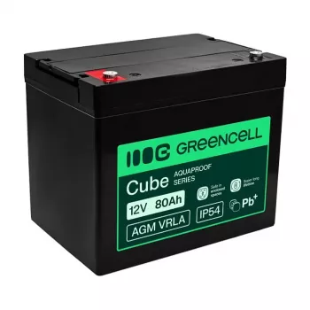GREEN CELL Greencell AGM VRLA 12V 80Ah huoltovapaa akku UPS, vaa'at, matkailuautot (260x168x216mm)