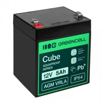 Greencell AGM VRLA 12V 5Ah akku kassakone, lelut, kamera (91x70x102mm)
