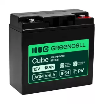 Greencell AGM VRLA 12V 18Ah huoltovapaa akku kassakoneet, lelut, kamerat (181x77x167mm)