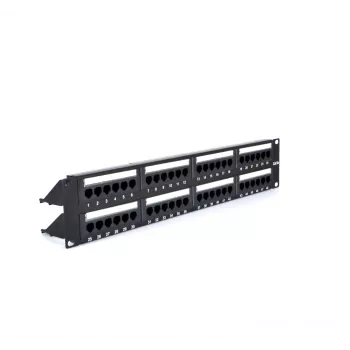 RACKTEL RL-PP4885E 48-porttinen Cat.5e UTP patch-paneeli 2U 19 inch musta