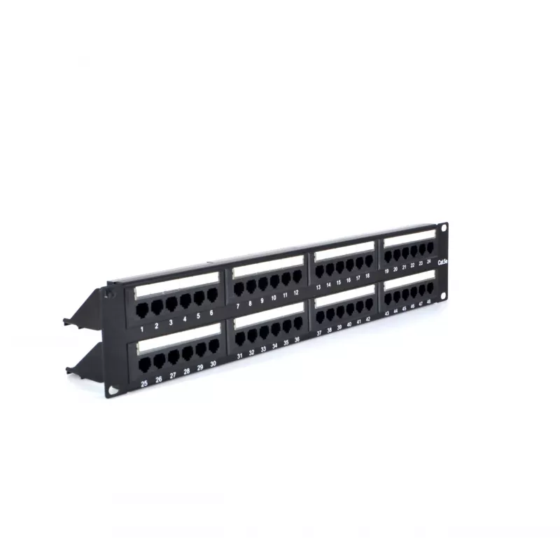 RACKTEL RL-PP4885E 48-porttinen Cat.5e UTP patch-paneeli 2U 19 inch musta