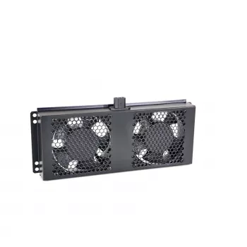RACKTEL RL-WE602 1U 19 inch telinepuhallinpaneeli 2 aksiaalipuhaltimella, 230V AC, musta