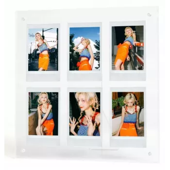 LOVEINSTANT pystykehys 6 kuvalle, yhteensopiva Fujifilm Instax Mini / Xiaomi / Polaroid / Canon / HP / Kodak kanssa - sinkki / läpinäkyvä