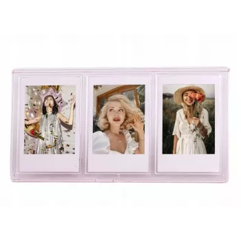 LOVEINSTANT pystykehys 3 kuvalle, yhteensopiva Zink-paperin / Fuji Instax Minin kanssa - pinkki