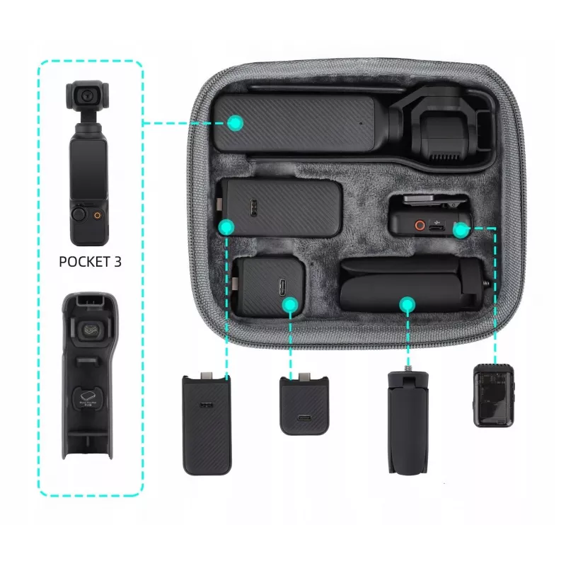SUNNYLIFE kova suojakotelo DJI Osmo Pocket 3:lle ja lisävarusteille, musta