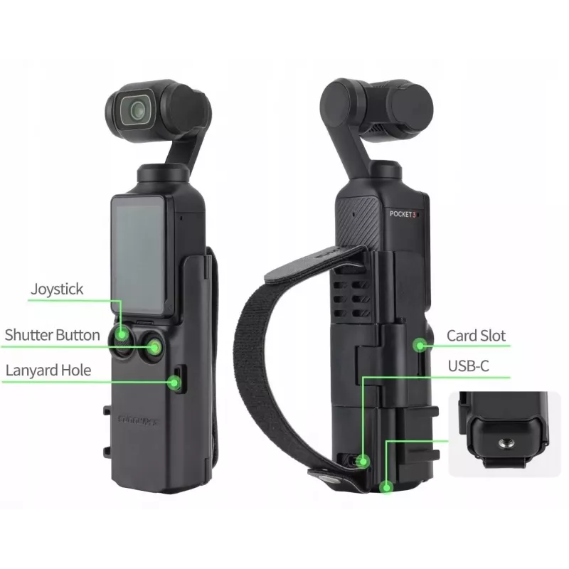 SUNNYLIFE suojakehys käsikahva DJI Osmo Pocket 3:lle - musta