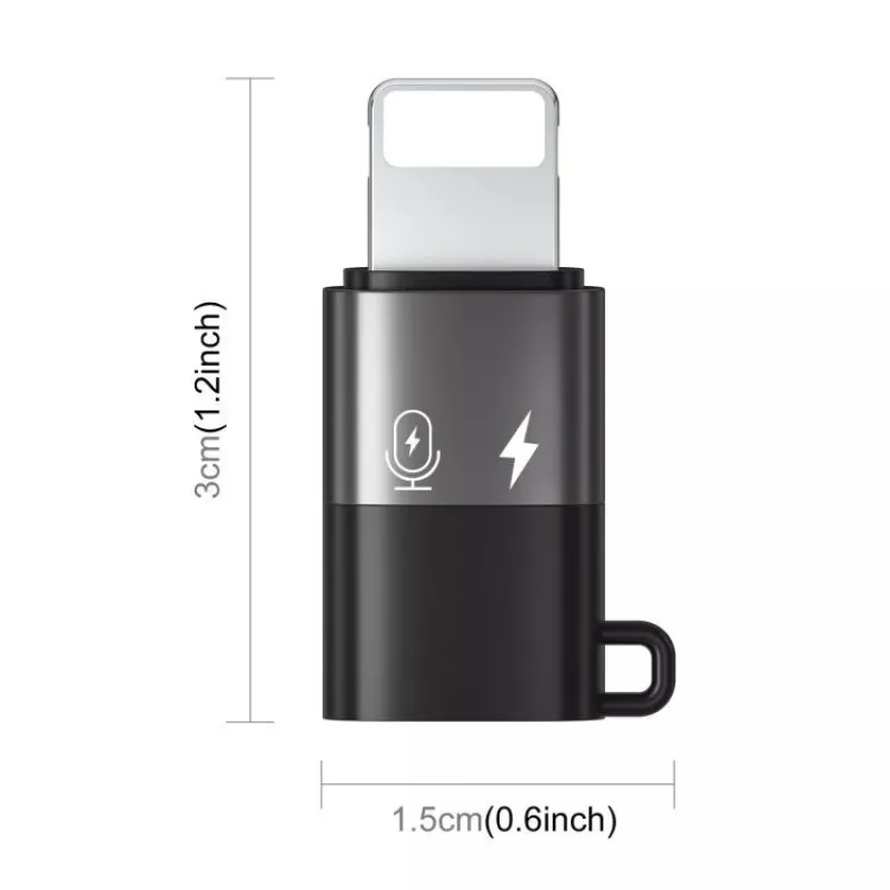 PULUZ Lightning–USB-C OTG -adapteri iPhonelle, musta (PU649B)