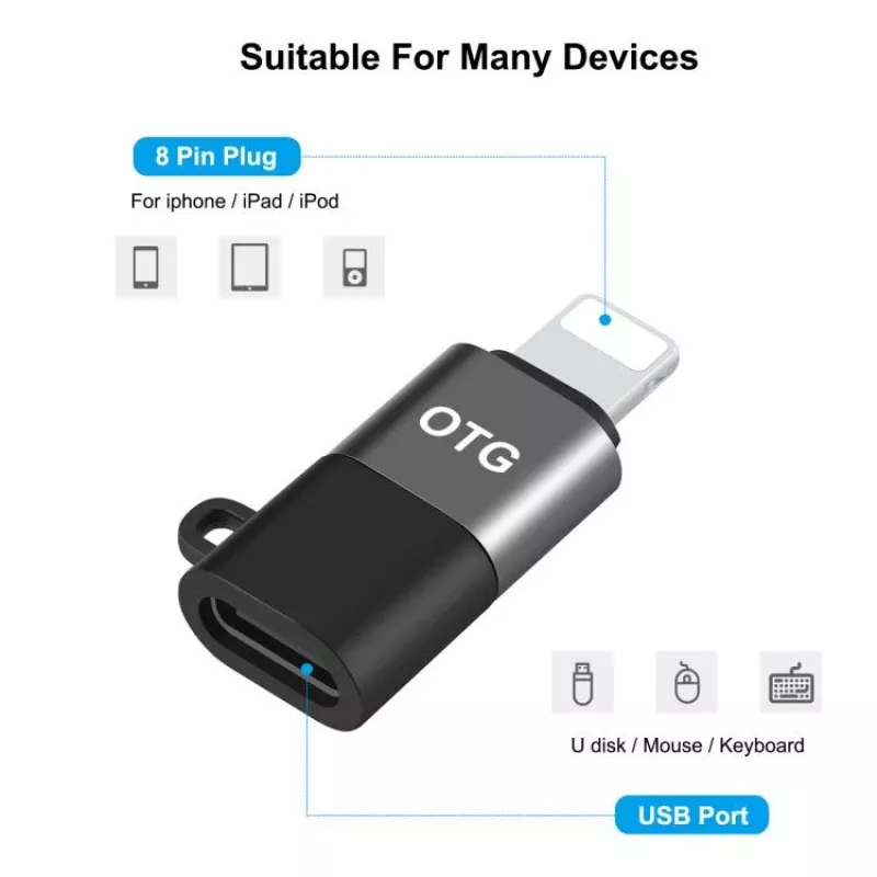 PULUZ Lightning–USB-C OTG -adapteri iPhonelle, musta (PU649B)