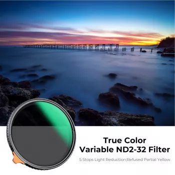 K&F Concept säädettävä ND-suodatin ND2-ND32 82 mm True Color MRC Nano X