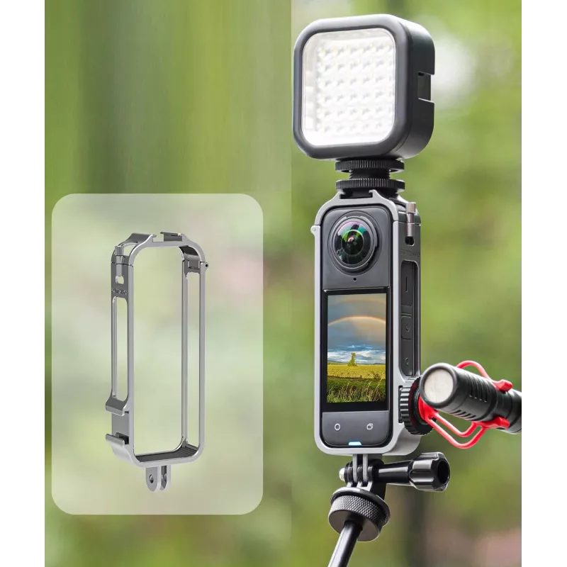 SUNNYLIFE kehysteline 2 kylmäkenkätelineellä ja silikonisella objektiivinsuojuksella Insta360 X4 (musta)