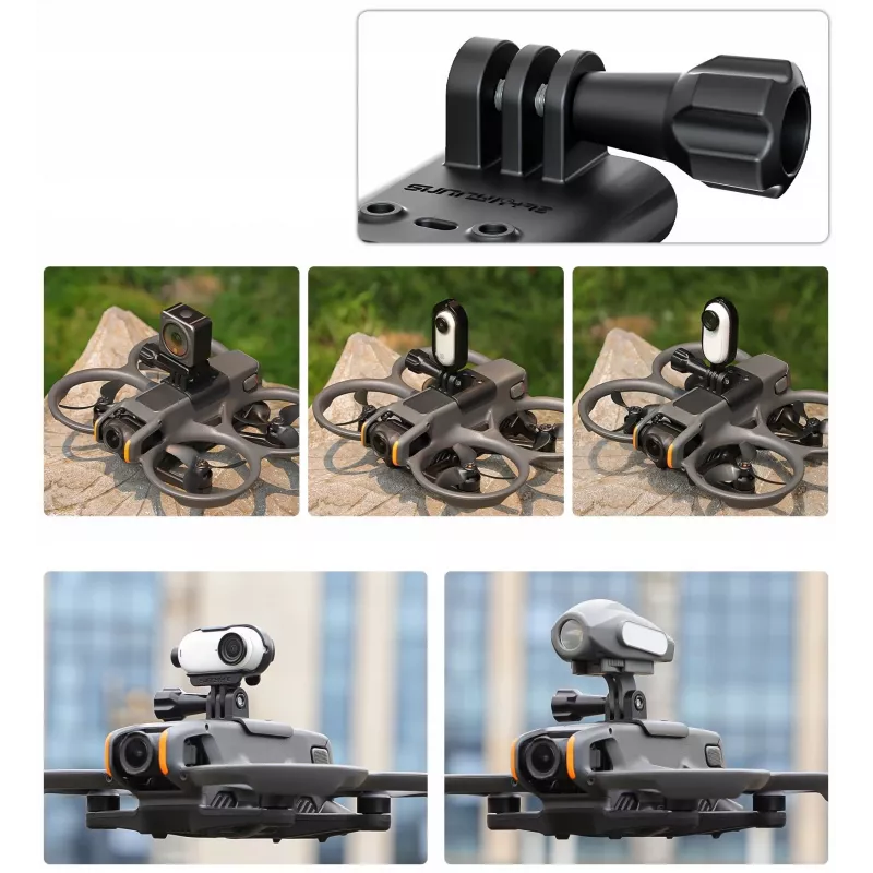 SUNNYLIFE kamerapidike DJI Avata 2:lle, GoPro & 1/4 inch -kierre, musta/harmaa