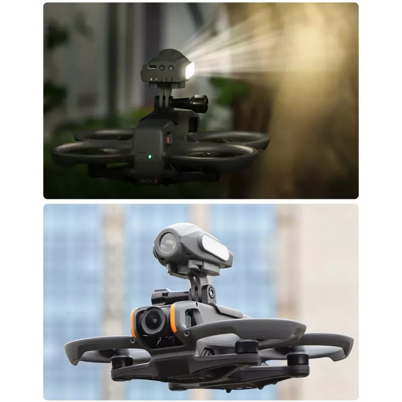 SUNNYLIFE kamerapidike DJI Avata 2:lle, GoPro & 1/4 inch -kierre, musta/harmaa