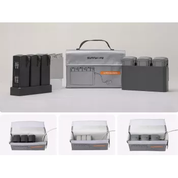 SUNNYLIFE kovakotelo 3x drooniakulle ja laturille yhteensopiva DJI Mini 4K, Air 3, Avata 2, DC830-S