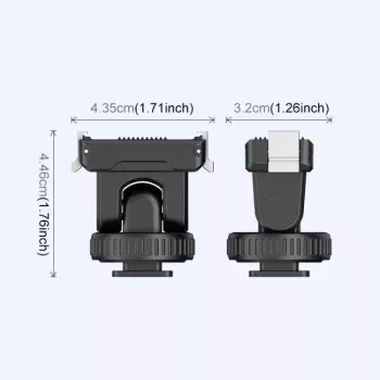 PULUZ pikairrotusadapteri 1/4 tuuman kierteellä ja kylmäkengällä DJI Osmo Action 3/4/5 Pro PU727B
