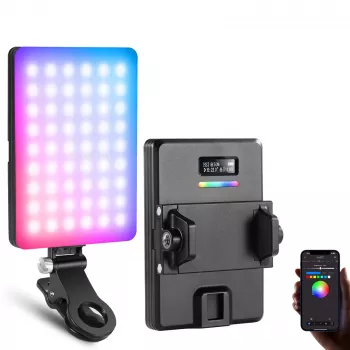 NEEWER VL67C RGB LED-videovalo 5W puhelinklipsillä ja Bluetooth-sovellusohjauksella