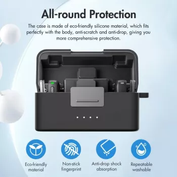 PULUZ silikoninen suojakotelo DJI Mic Mini -latauskotelolle - musta